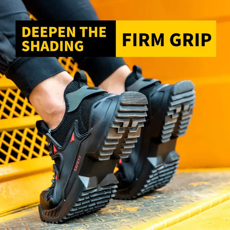 Men's Work Safety Shoes Steel Toe Construction Boots Sneakers Breathable Lightweight Indestructible Industry Shoes Male Footwear