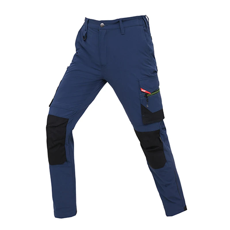 High-stretch Work Pants Multi Pockets Cargo Work Trousers Men with Reflective Stripes Hi Vis Workwear Pants with Knee Pads