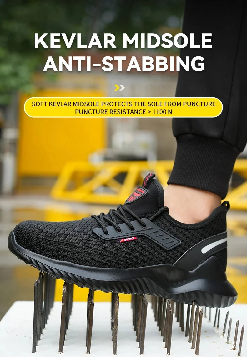 Men's Steel Toe Safety Boots Anti Smashing Work Shoes Safety Shoes Men's Work Anti Smashing Anti Slip Protection Safety Shoes