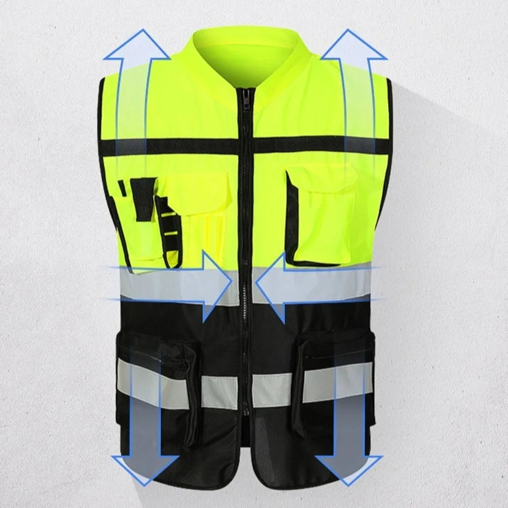 High Visibility Reflective Vest Warning One Size Outdoor Safety Clothing with Pocket Security Construction Clothes Sports