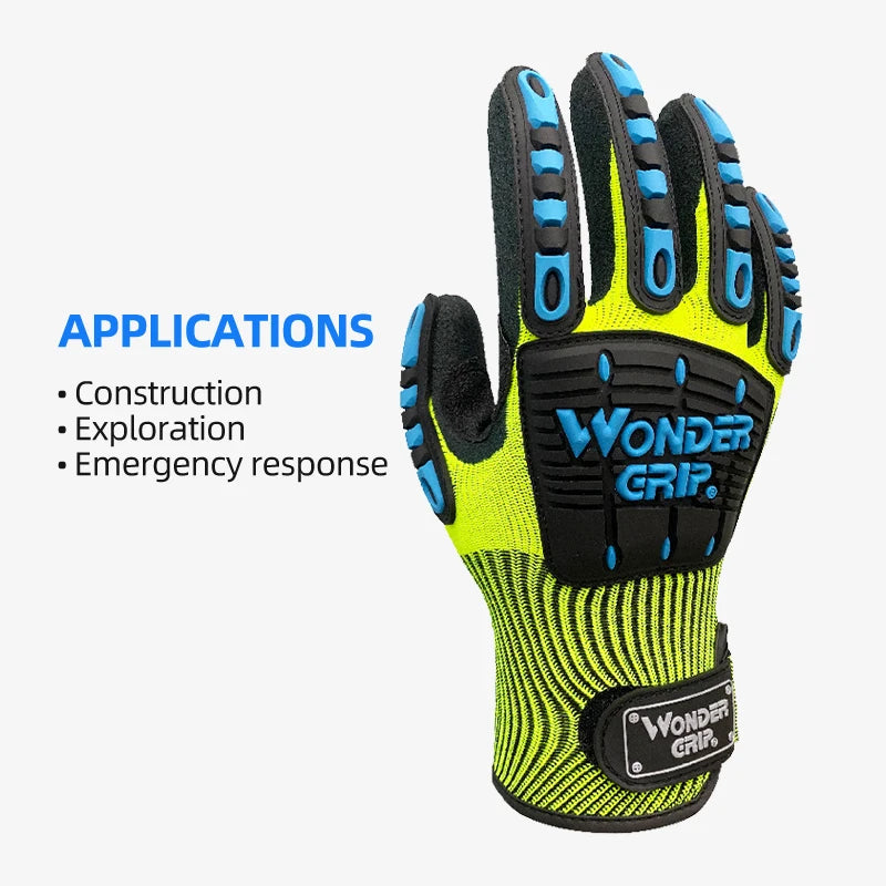 Wonder Grip Anti-Impact & Vibration Safety Work Gloves with PVC Knuckle & Fingers EVA & Nitrile Palm Coating Polyester Lining