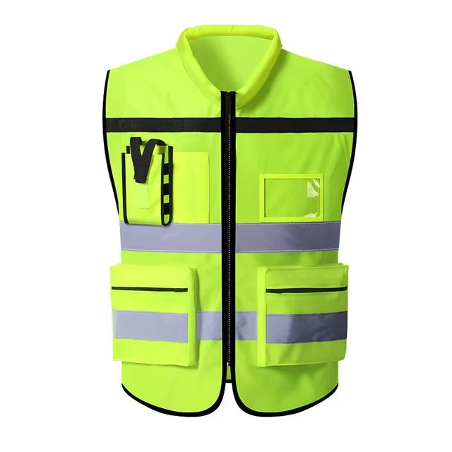Custom Logo Safety Vest Hi Vis Vest Multi Pocket Construction Workwera ANSI Class 2 Standard Safety Volunteer Uniform