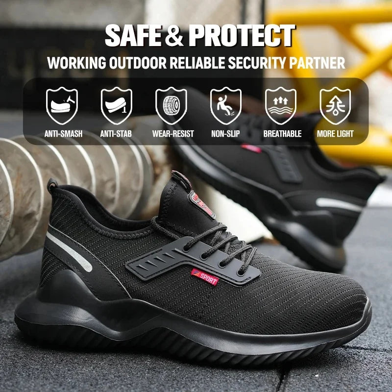 Men's Steel Toe Safety Boots Anti Smashing Work Shoes Safety Shoes Men's Work Anti Smashing Anti Slip Protection Safety Shoes