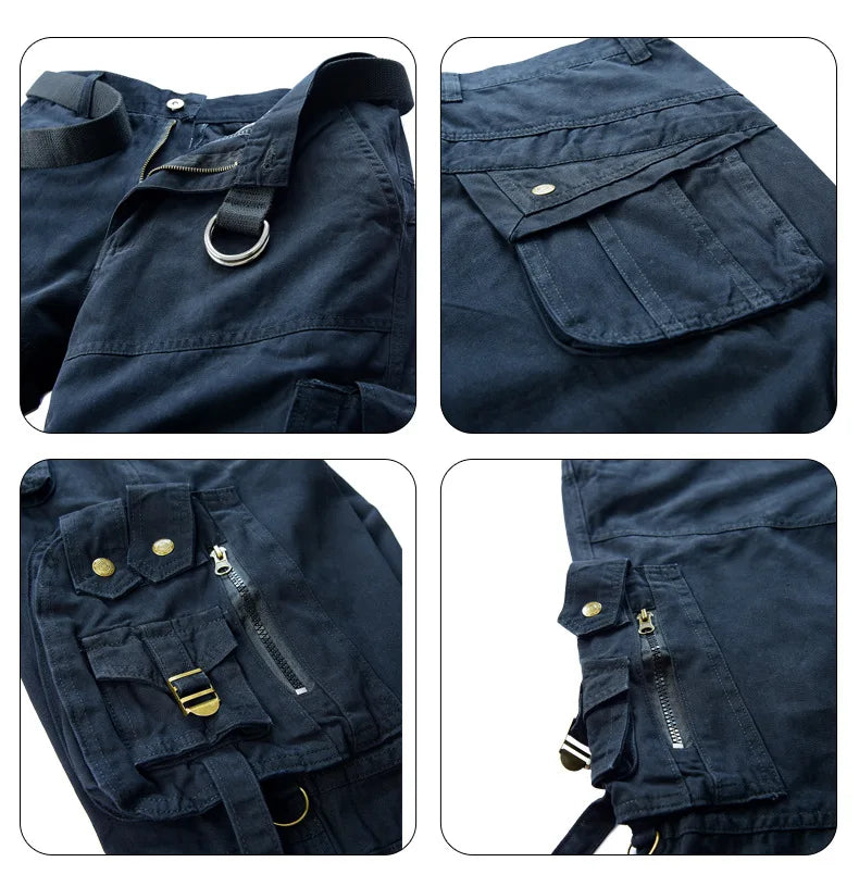 Men's Cargo Pants 100% Cotton Multi-Pocket Work Pants Loose Sports Solid Color Trousers for Men Windproof Wear Resistant Pant