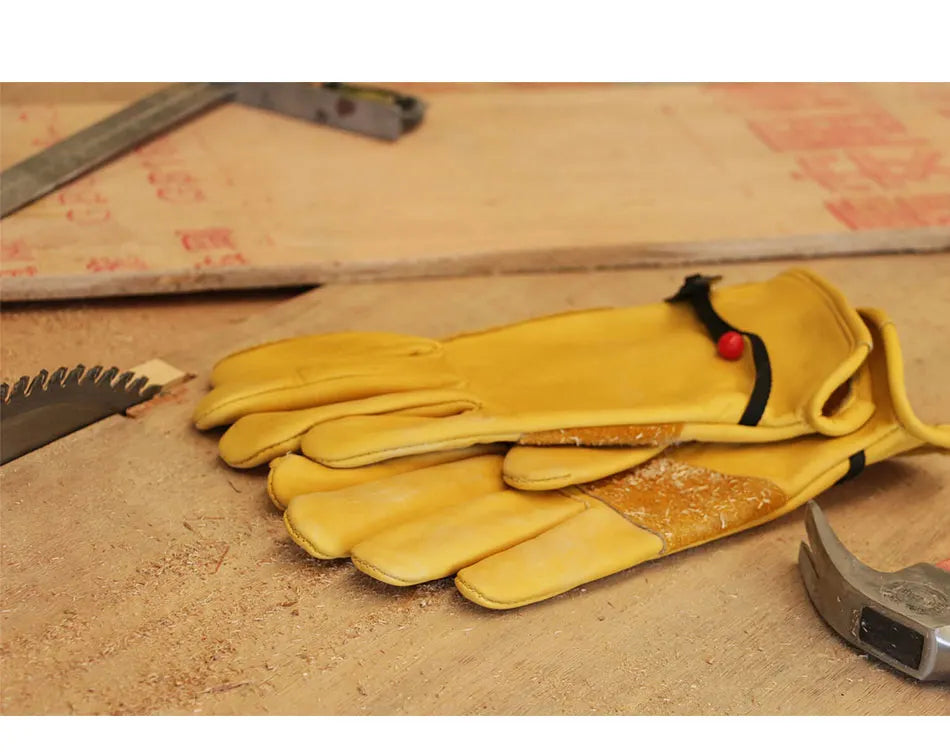 1 Pair Work Gloves Welding Working Gloves Cowhide Leather Palm Safety Protective Garden Mechanical Repaire Gloves Wear-resisting