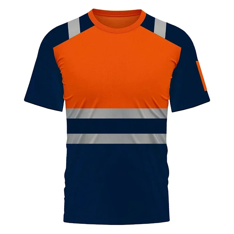 High Visibility Safety Work Shirts Summer Breathable Work T Shirt Reflective T-shirt Quick Dry Hi Vis Shirts Large 2xs-5xl