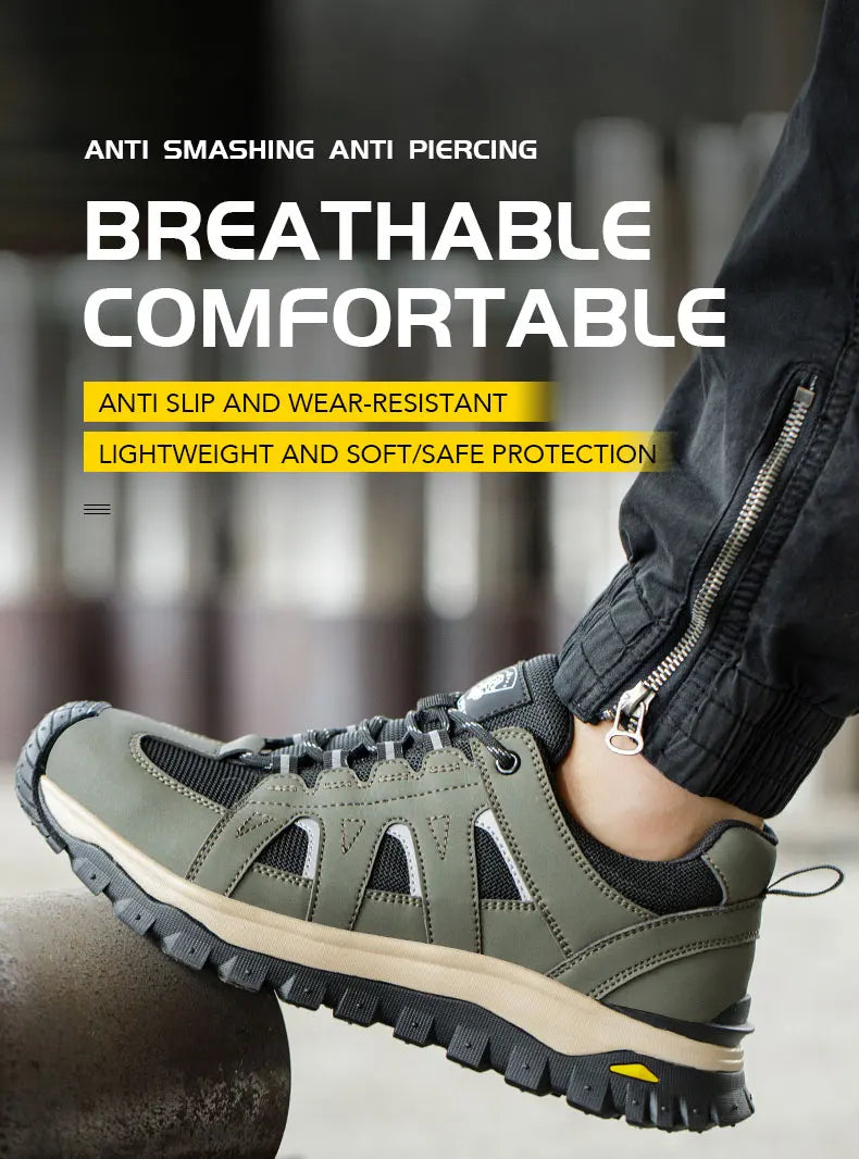 Steel Toe Safety Shoes Men Work Safety Boots Lightweight Breathable Comfortable Sneakers Men Boots Slip-resistant shoes
